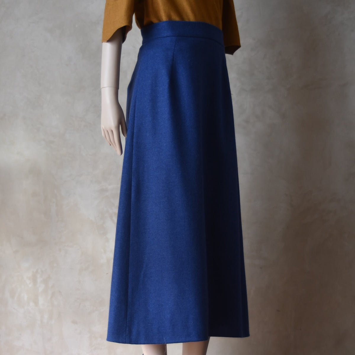 The Waisted A-Line Skirt in French Blue Merino Flannel