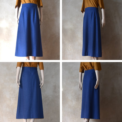 The Waisted A-Line Skirt in French Blue Merino Flannel