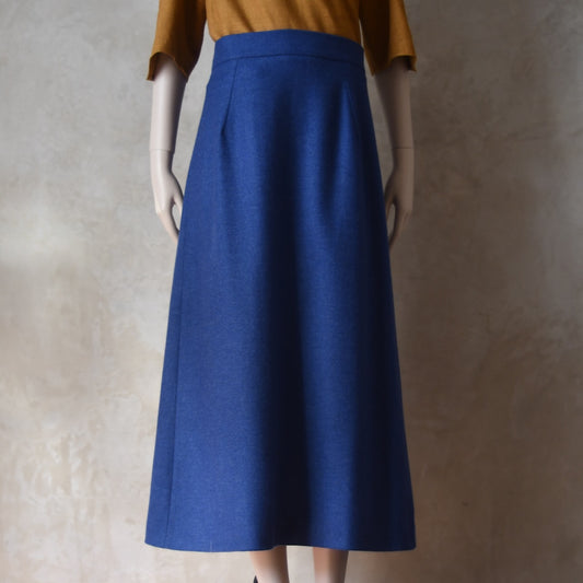 The Waisted A-Line Skirt in French Blue Merino Flannel
