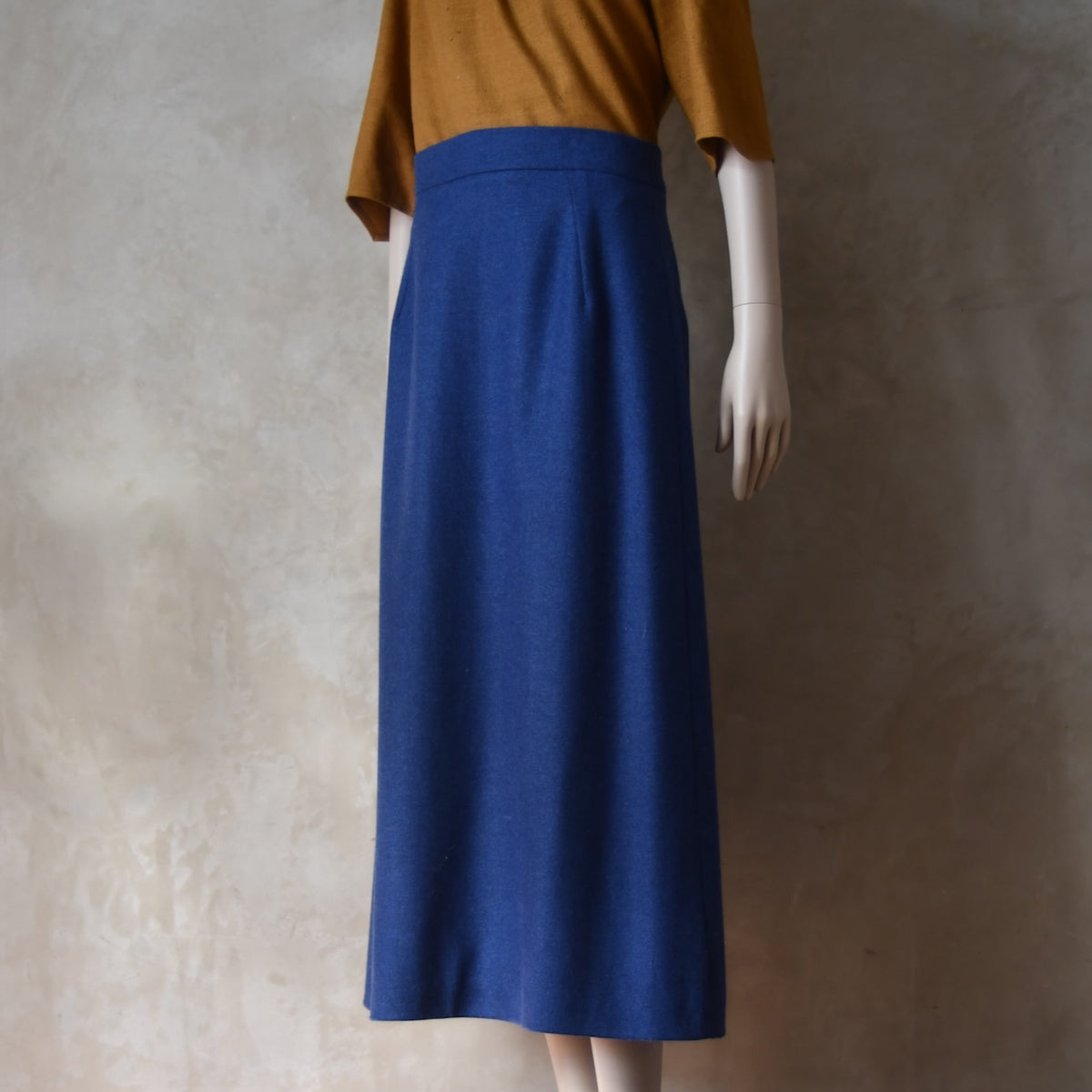 The Waisted A-Line Skirt in French Blue Merino Flannel