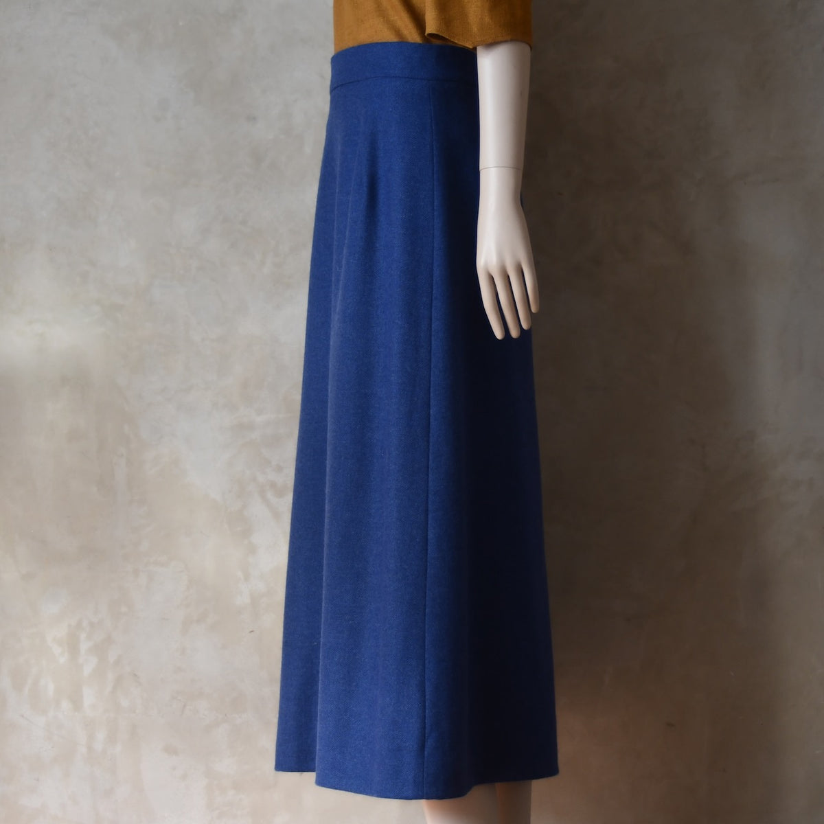 The Waisted A-Line Skirt in French Blue Merino Flannel