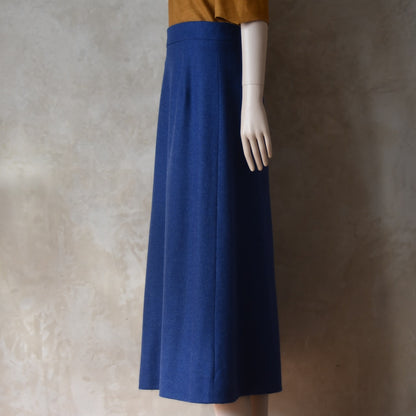 The Waisted A-Line Skirt in French Blue Merino Flannel