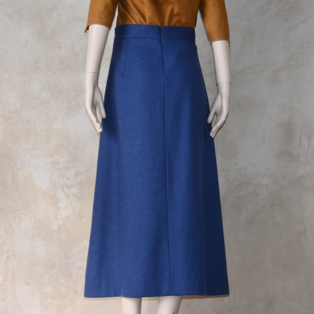 The Waisted A-Line Skirt in French Blue Merino Flannel