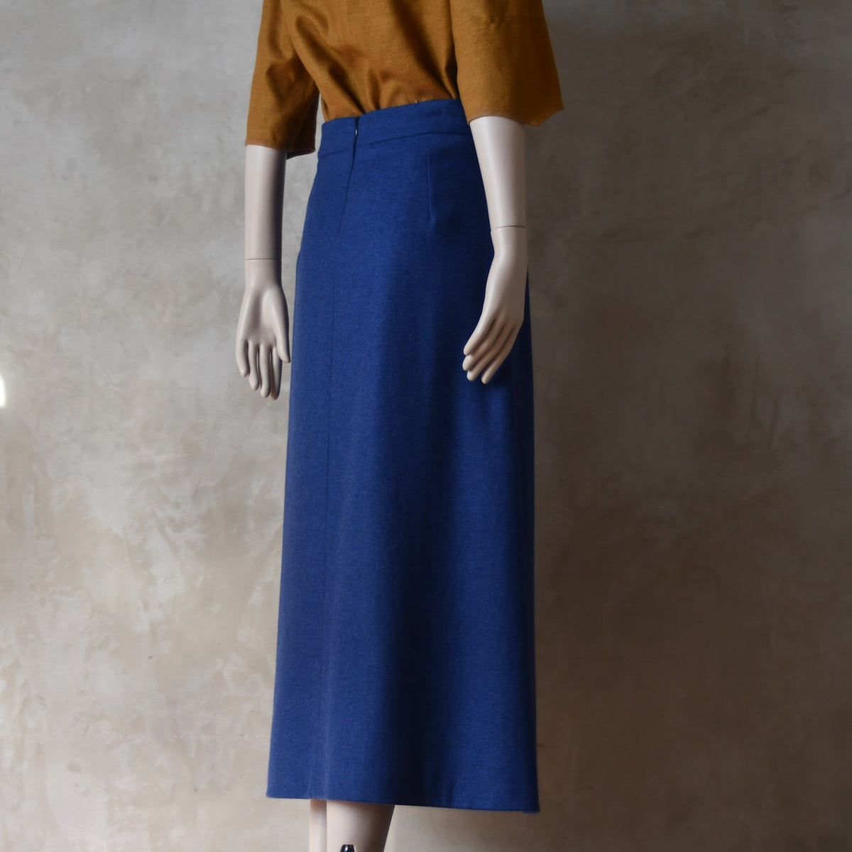 The Waisted A-Line Skirt in French Blue Merino Flannel