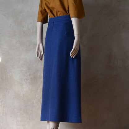 The Waisted A-Line Skirt in French Blue Merino Flannel