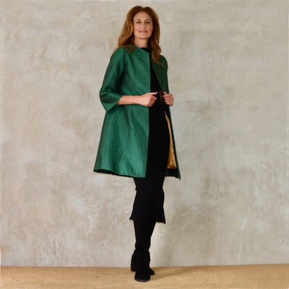 8 - The Ganz Coat in Emerald Flower Brocade