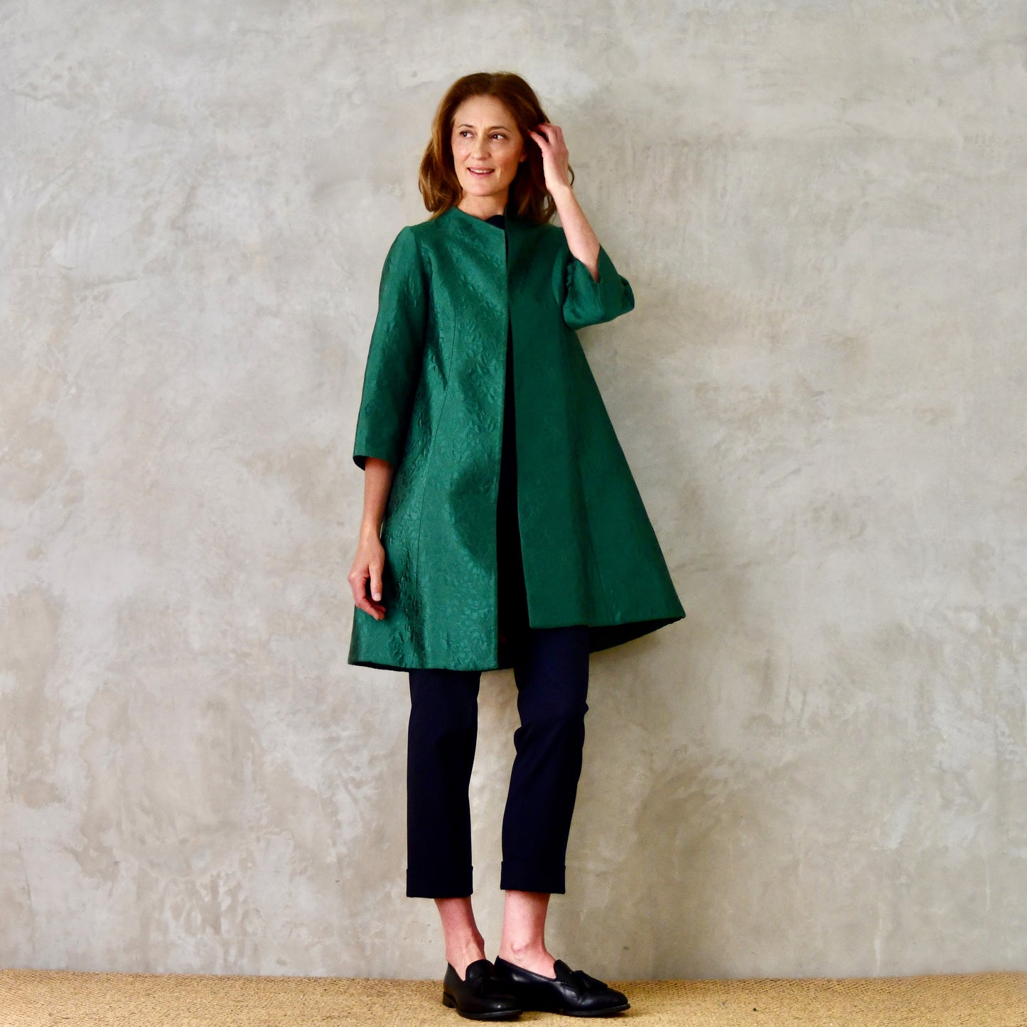 8 - The Ganz Coat in Emerald Flower Brocade