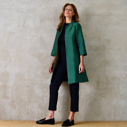 8 - The Ganz Coat in Emerald Flower Brocade