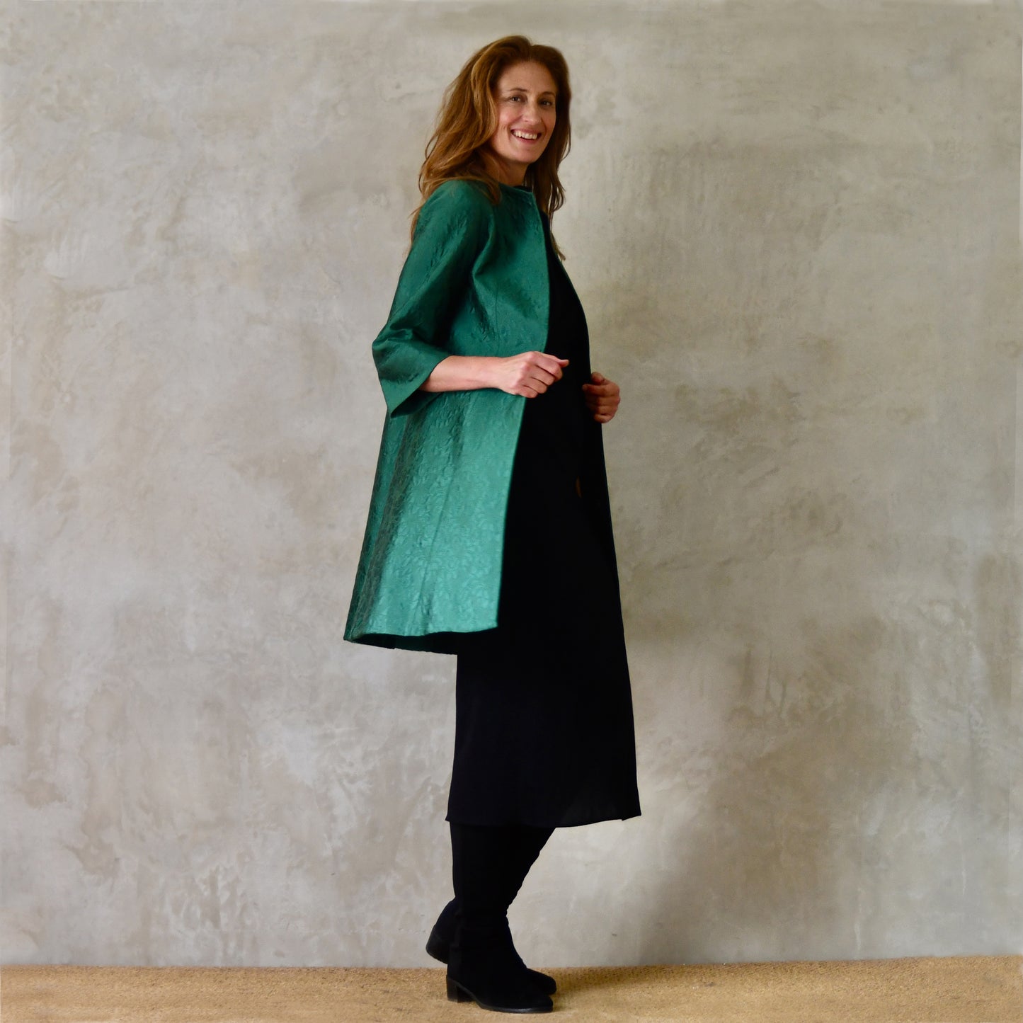 8 - The Ganz Coat in Emerald Flower Brocade