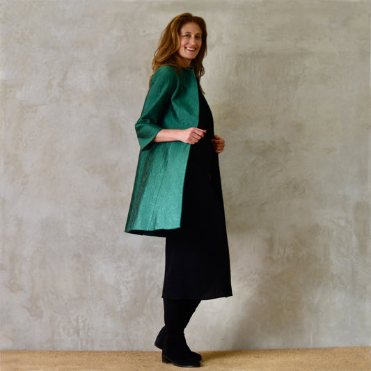 8 - The Ganz Coat in Emerald Flower Brocade