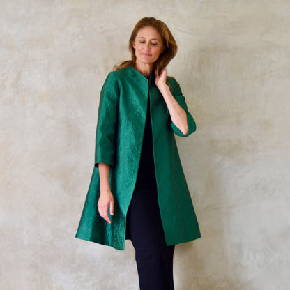 8 - The Ganz Coat in Emerald Flower Brocade