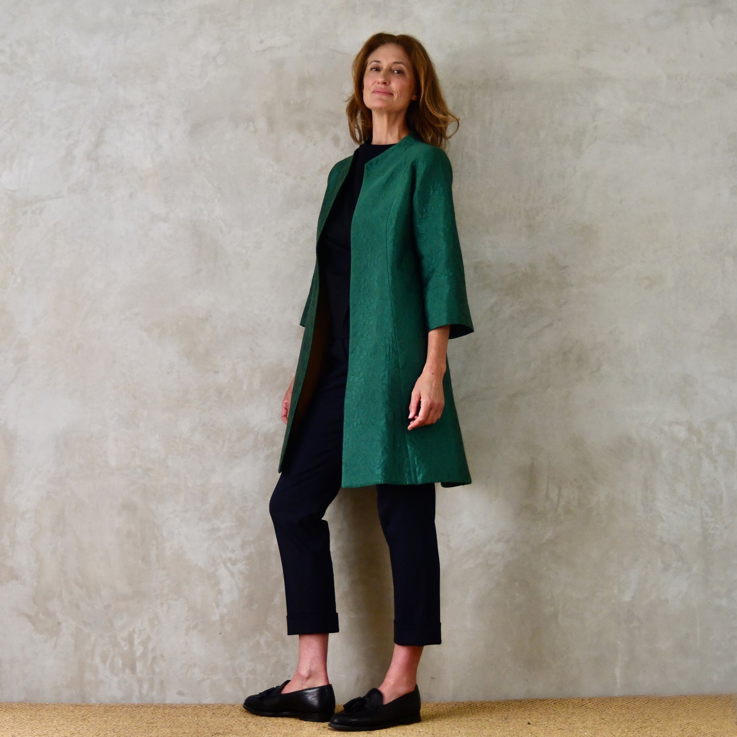 8 - The Ganz Coat in Emerald Flower Brocade