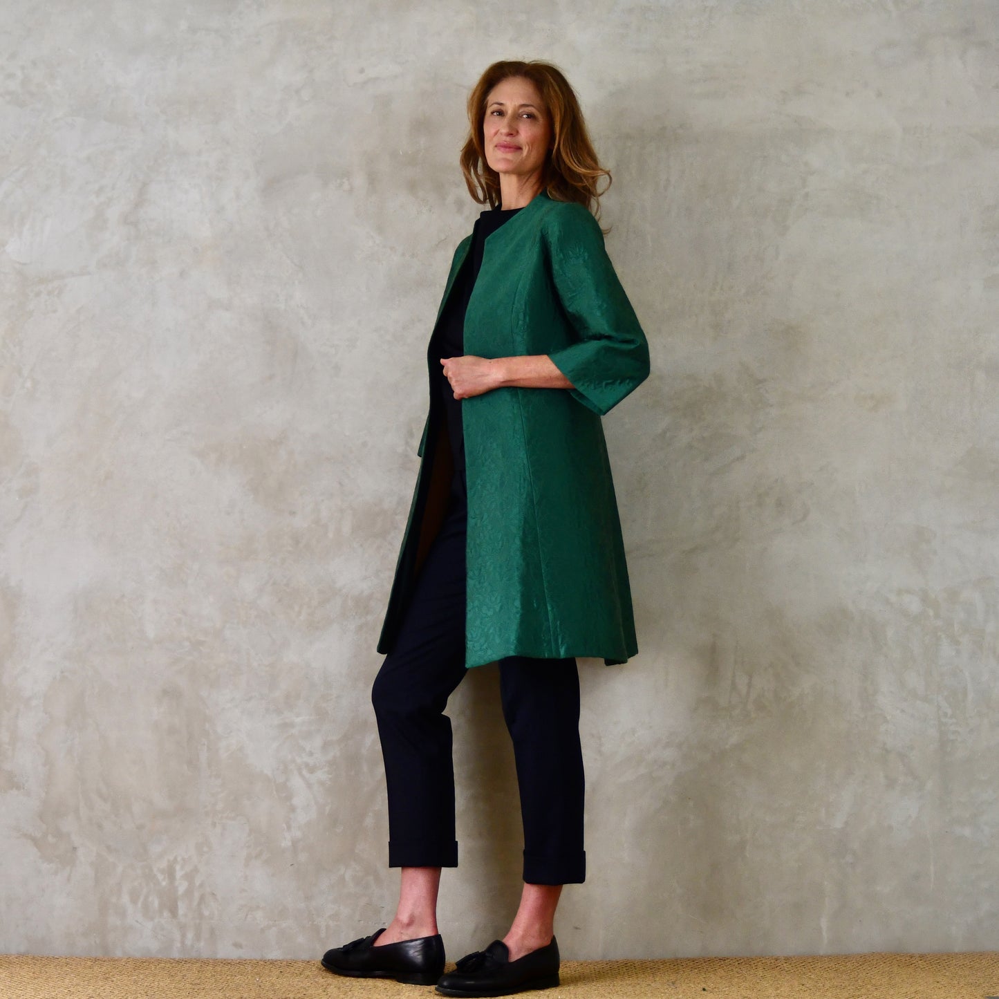 8 - The Ganz Coat in Emerald Flower Brocade