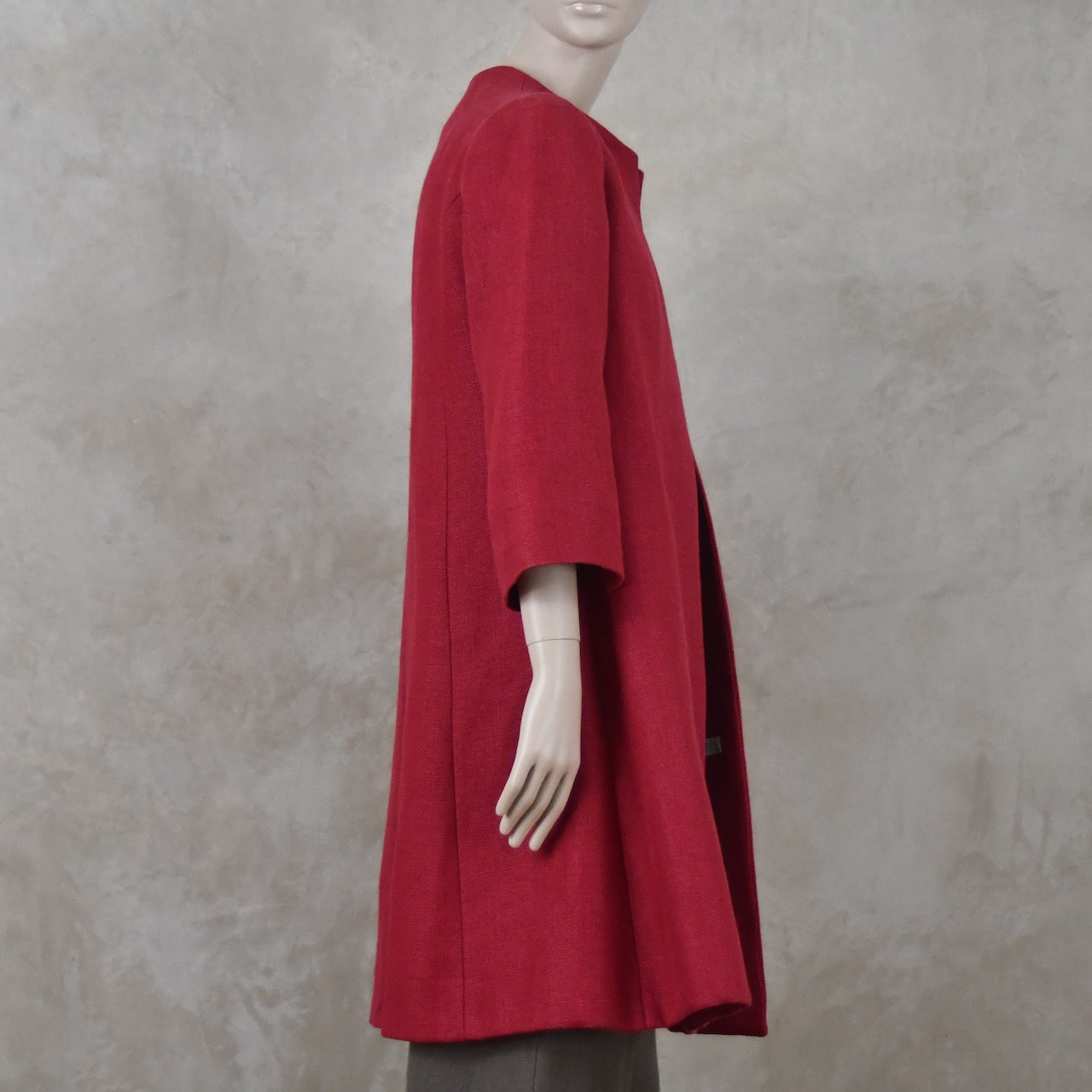 Trapeze Swing Coat in Deep Red Heavier Weight Linen
