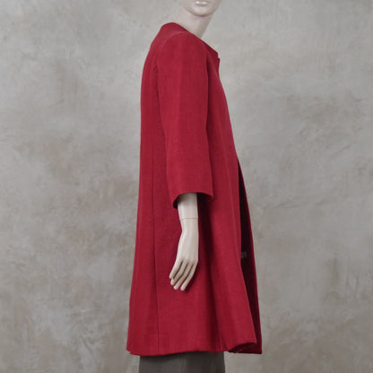 Trapeze Swing Coat in Deep Red Heavier Weight Linen