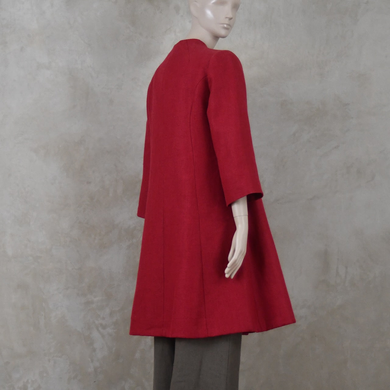 Trapeze Swing Coat in Deep Red Heavier Weight Linen