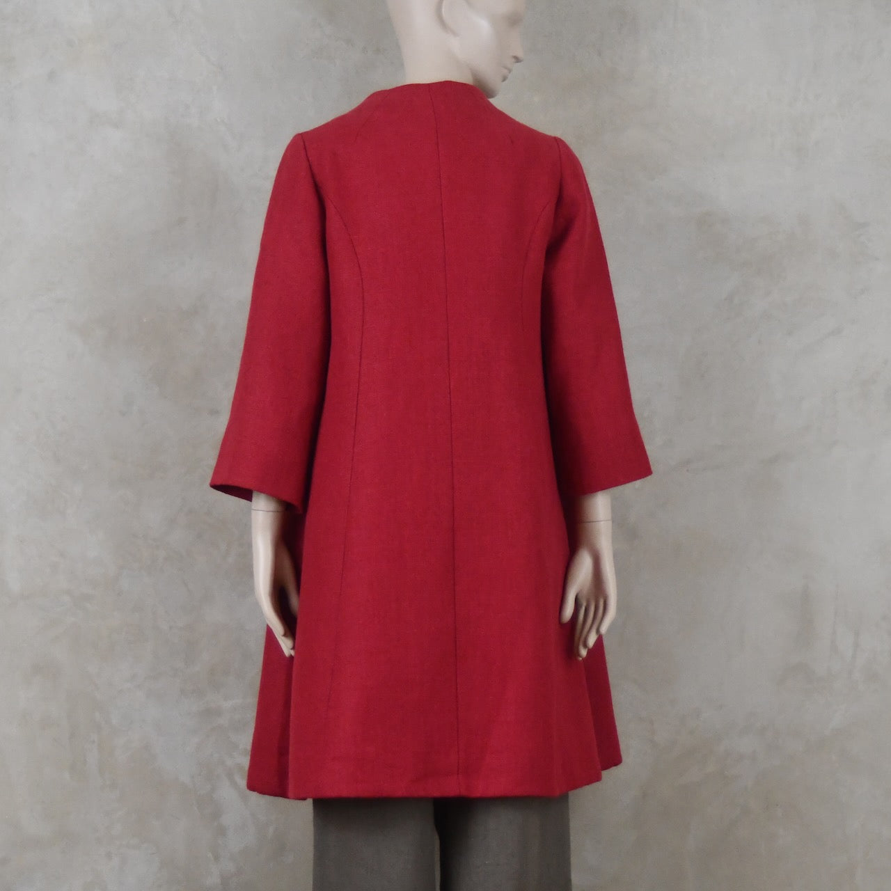 Trapeze Swing Coat in Deep Red Heavier Weight Linen