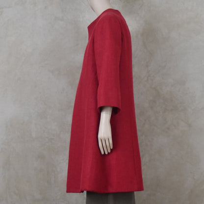 Trapeze Swing Coat in Deep Red Heavier Weight Linen
