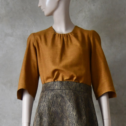 The Gathered Neck Blouse in Silk Matka