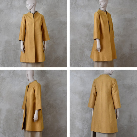 Trapeze Swing Coat in Golden Yellow Brocade