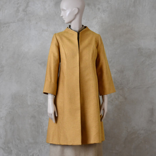 Trapeze Swing Coat in Golden Yellow Brocade