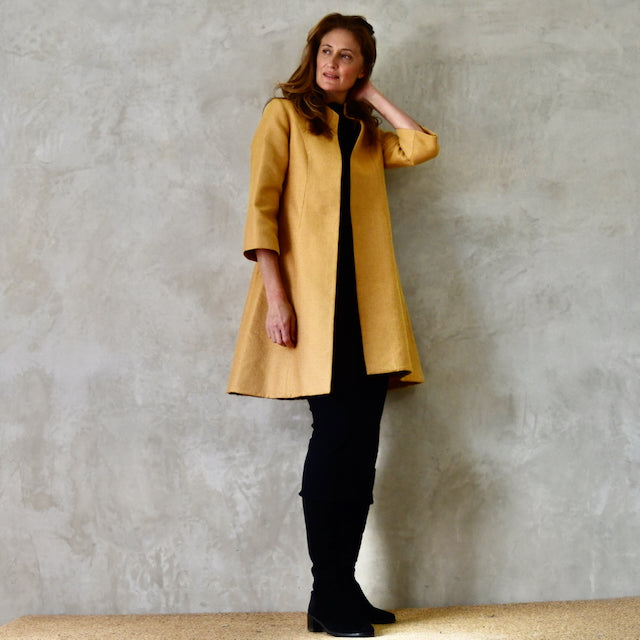 The Ganz Coat in Gold Weave Brocade