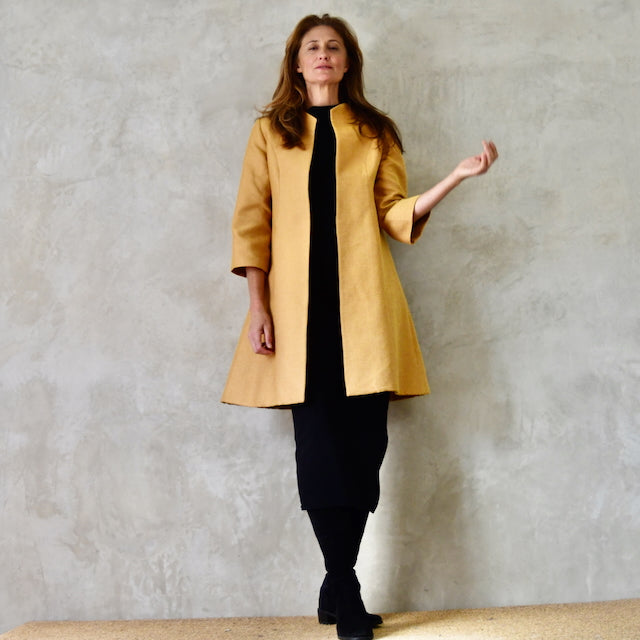 The Ganz Coat in Gold Weave Brocade