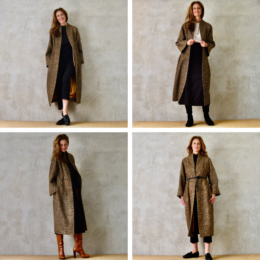 12 – Longer Length Cocoon Coat in Golden Linton Tweeds Boucle
