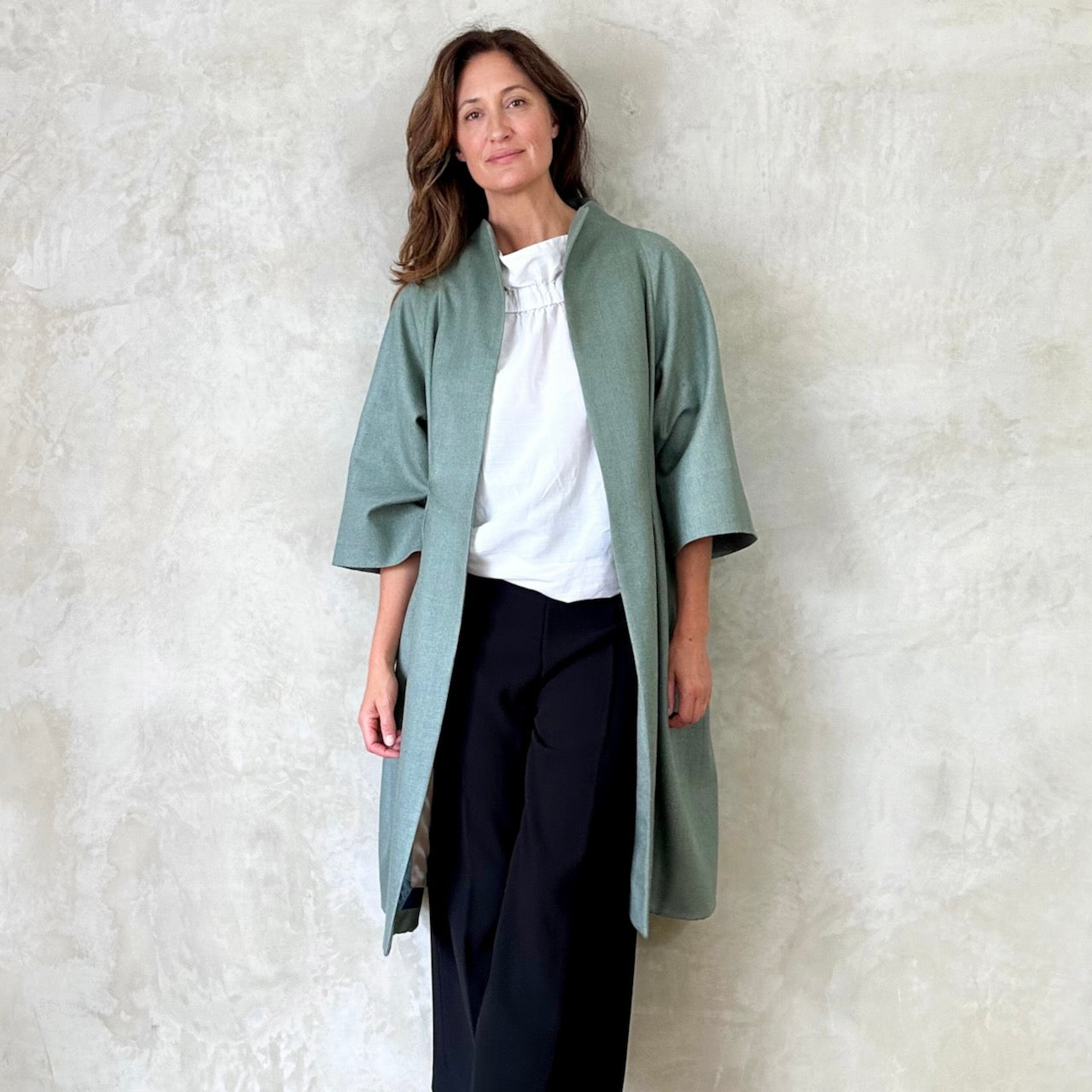 Green Silk Cocoon Coat