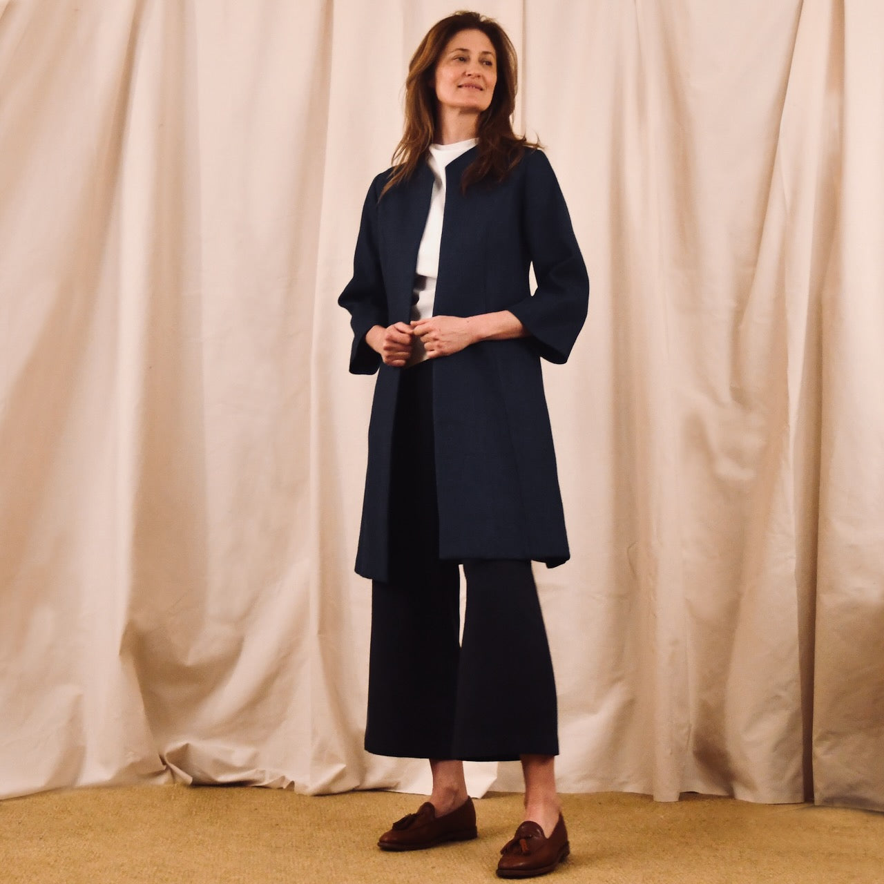 Navy Linen Coat – Over Trousers