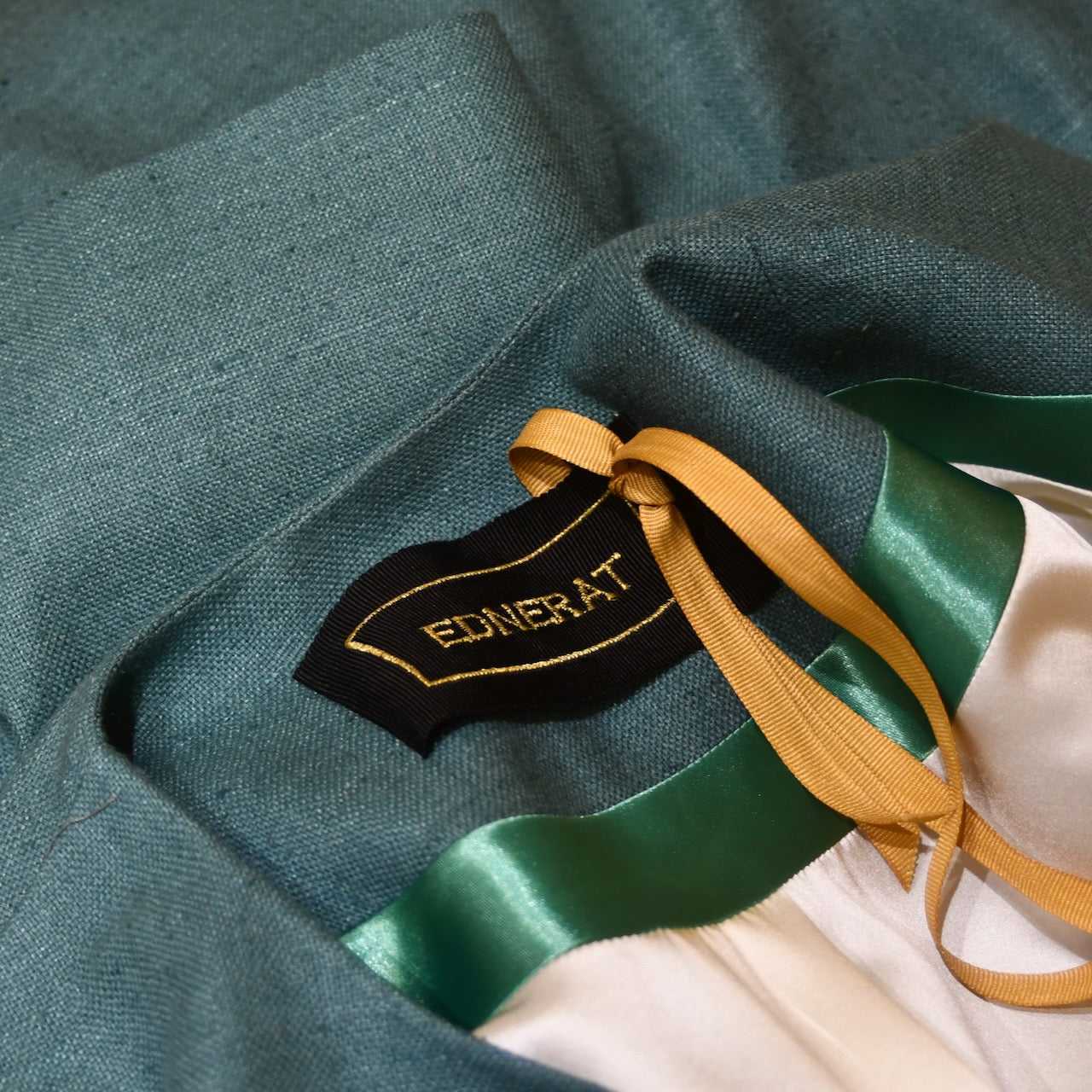 14 – Shoulder Detail Trapeze Coat in Emerald Silk Matka