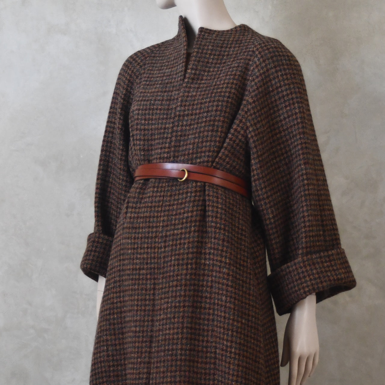 El abrigo largo tipo capullo en tweed Dark Check Lovat