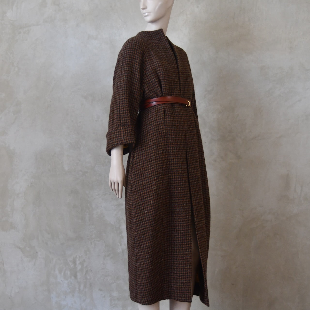 El abrigo largo tipo capullo en tweed Dark Check Lovat