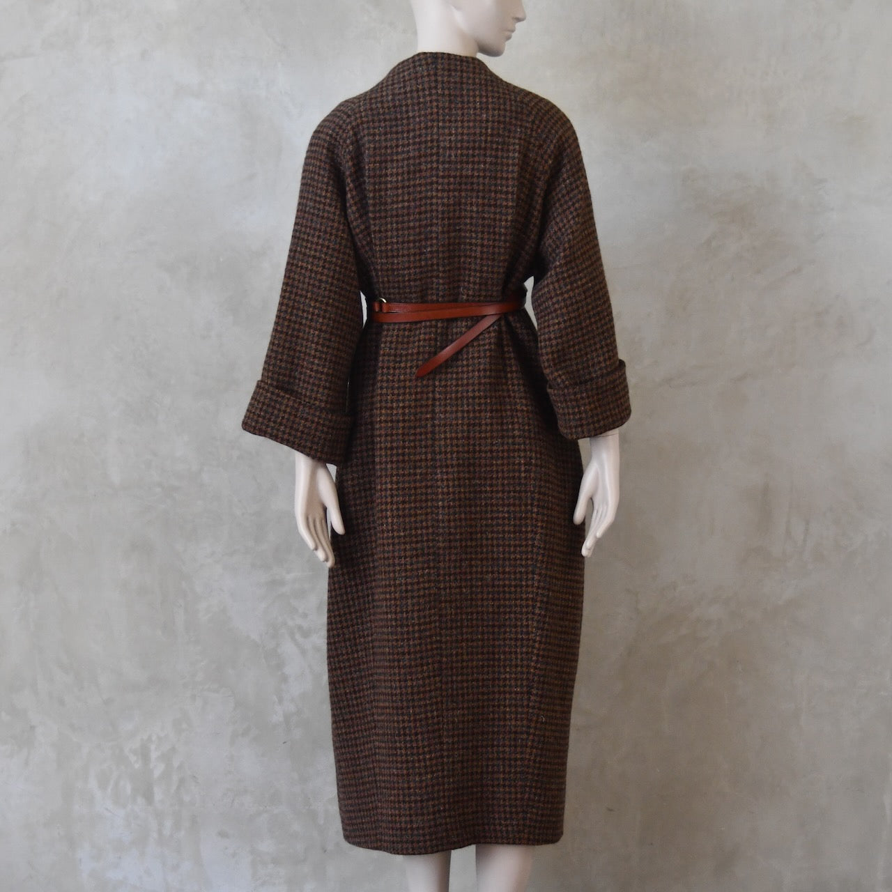 El abrigo largo tipo capullo en tweed Dark Check Lovat