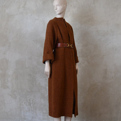 El abrigo largo Cocoon en tweed Lovat rojizo