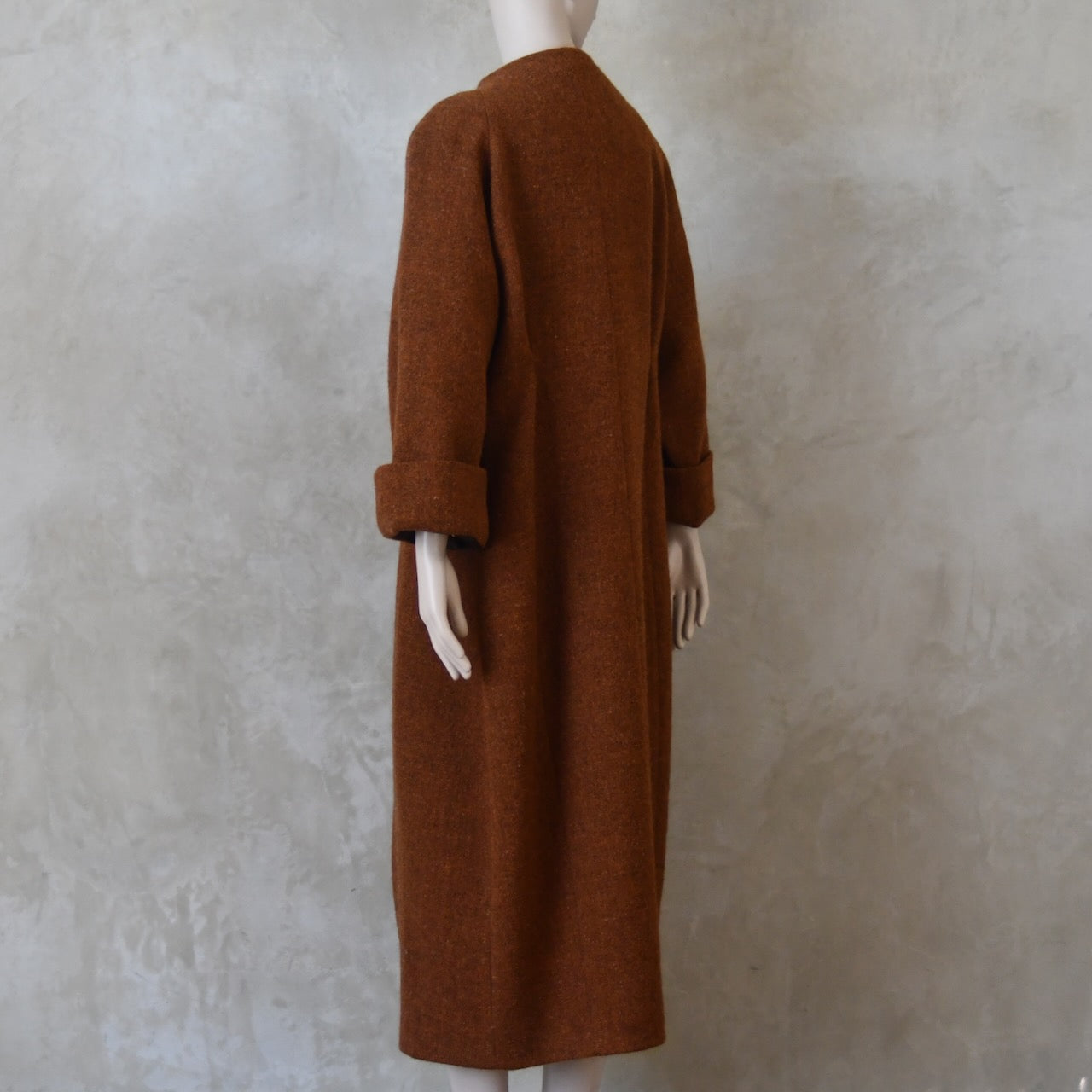 El abrigo largo Cocoon en tweed Lovat rojizo