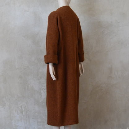 El abrigo largo Cocoon en tweed Lovat rojizo