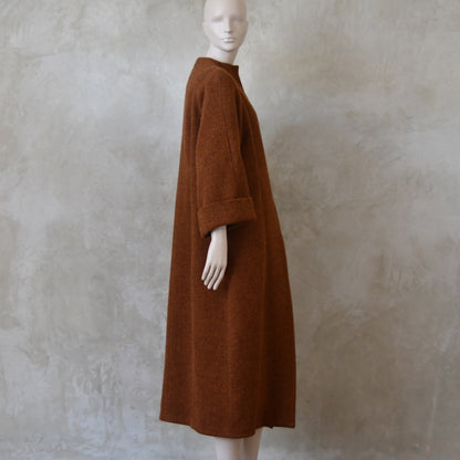 El abrigo largo Cocoon en tweed Lovat rojizo