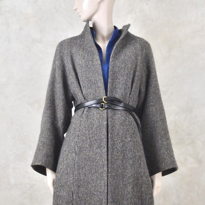 El abrigo largo Cocoon de tweed Lovat a cuadros pequeños azules
