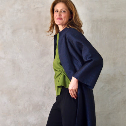 10 – The Long Frink in Dark Navy Bubble Brocade