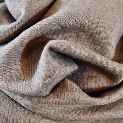 Fossil Coloured linen for Ednerat's bespoke Irish Linen coats, dresses, jackets and separates. All entirely made by hand in London.