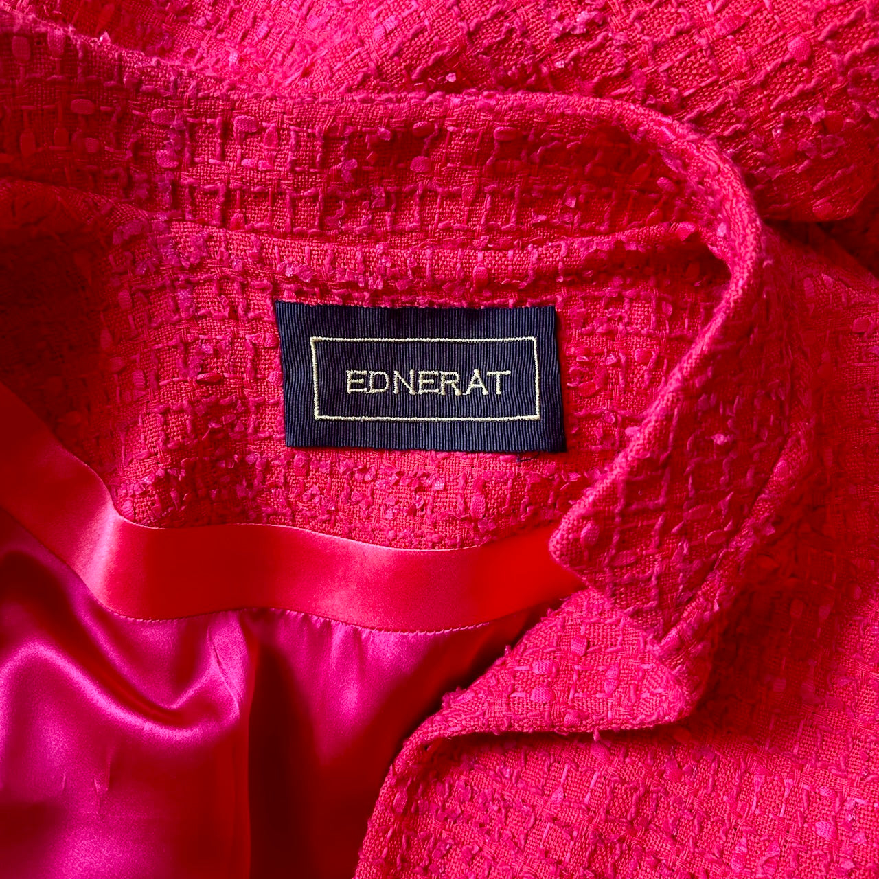 Red Boucle Bell Sleeve Coat