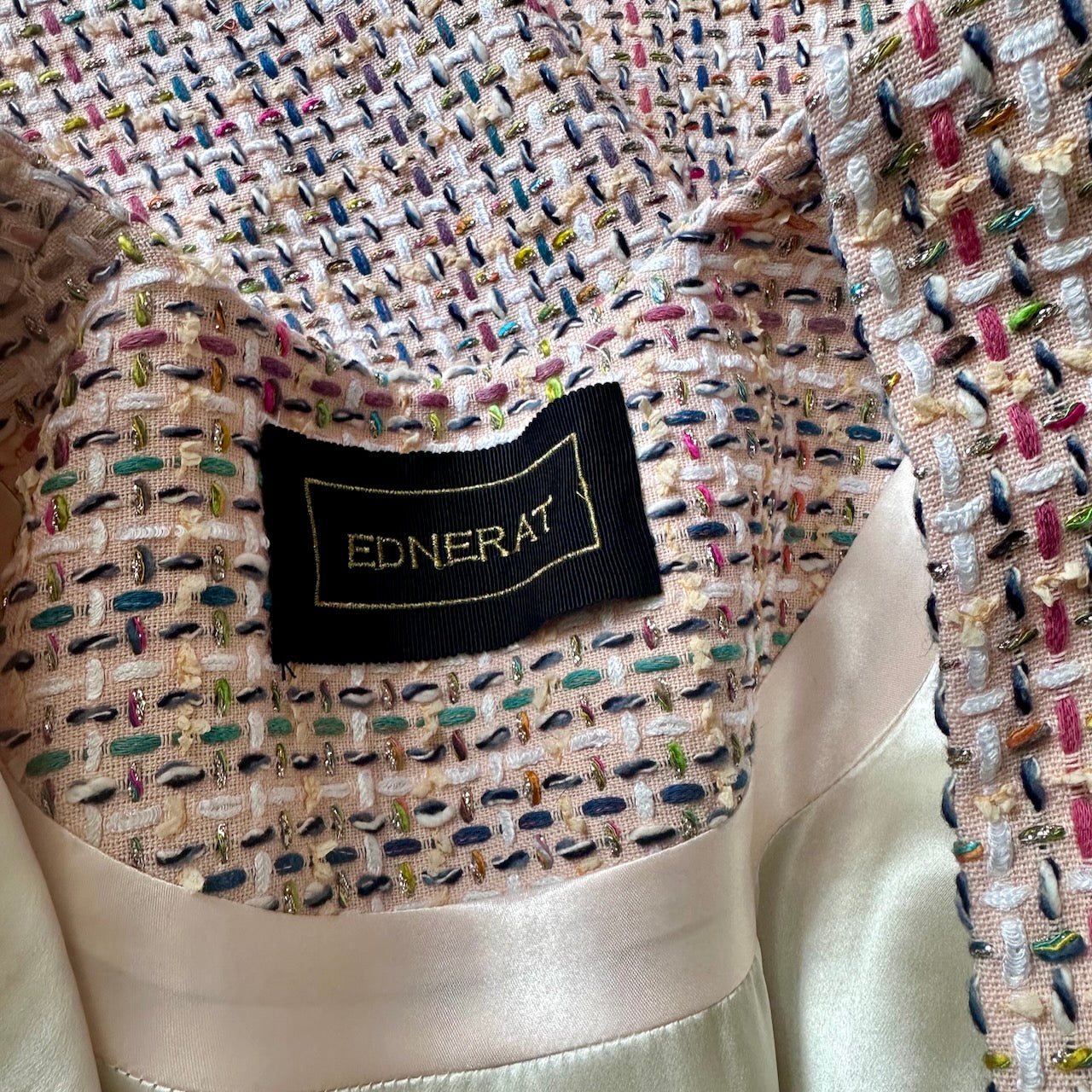 Pale Patterned Boucle Hourglass Coat