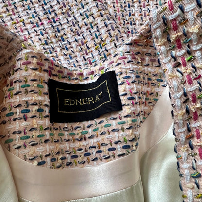 Pale Patterned Boucle Hourglass Coat