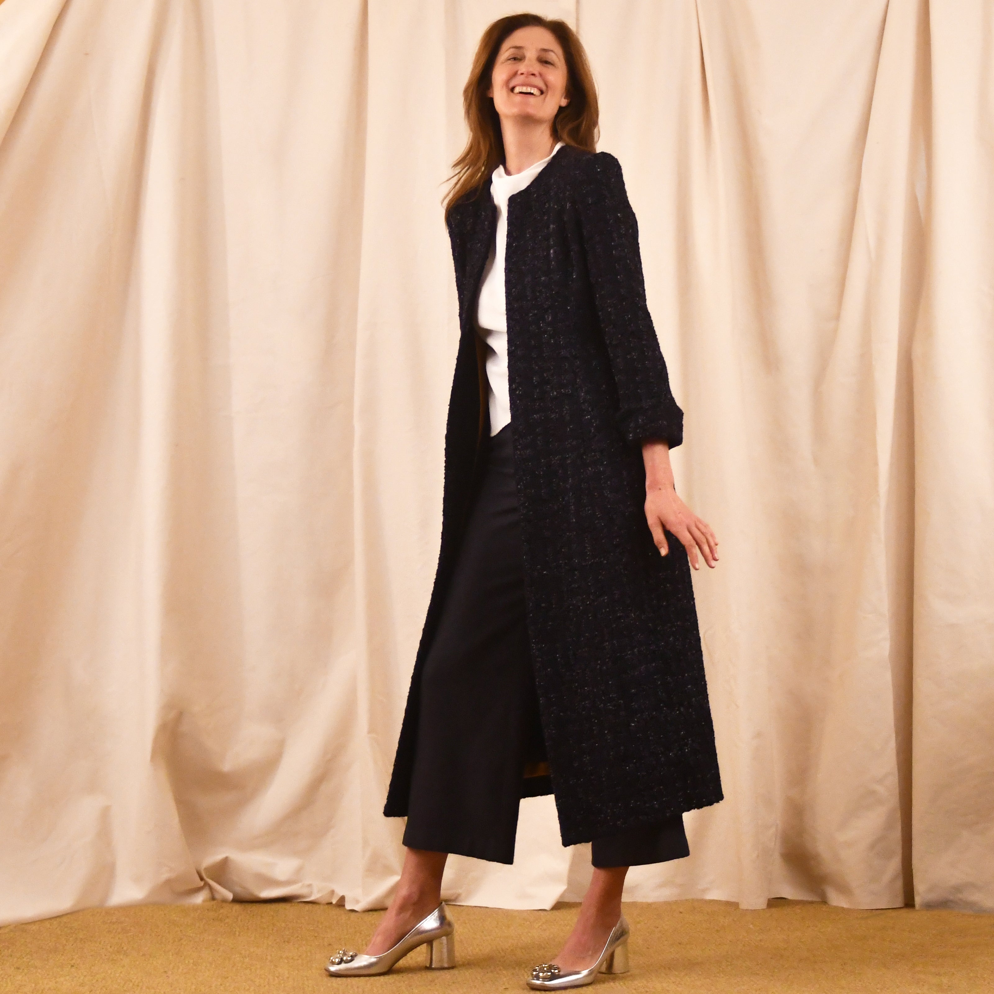 Navy Boule Hourglass Coat