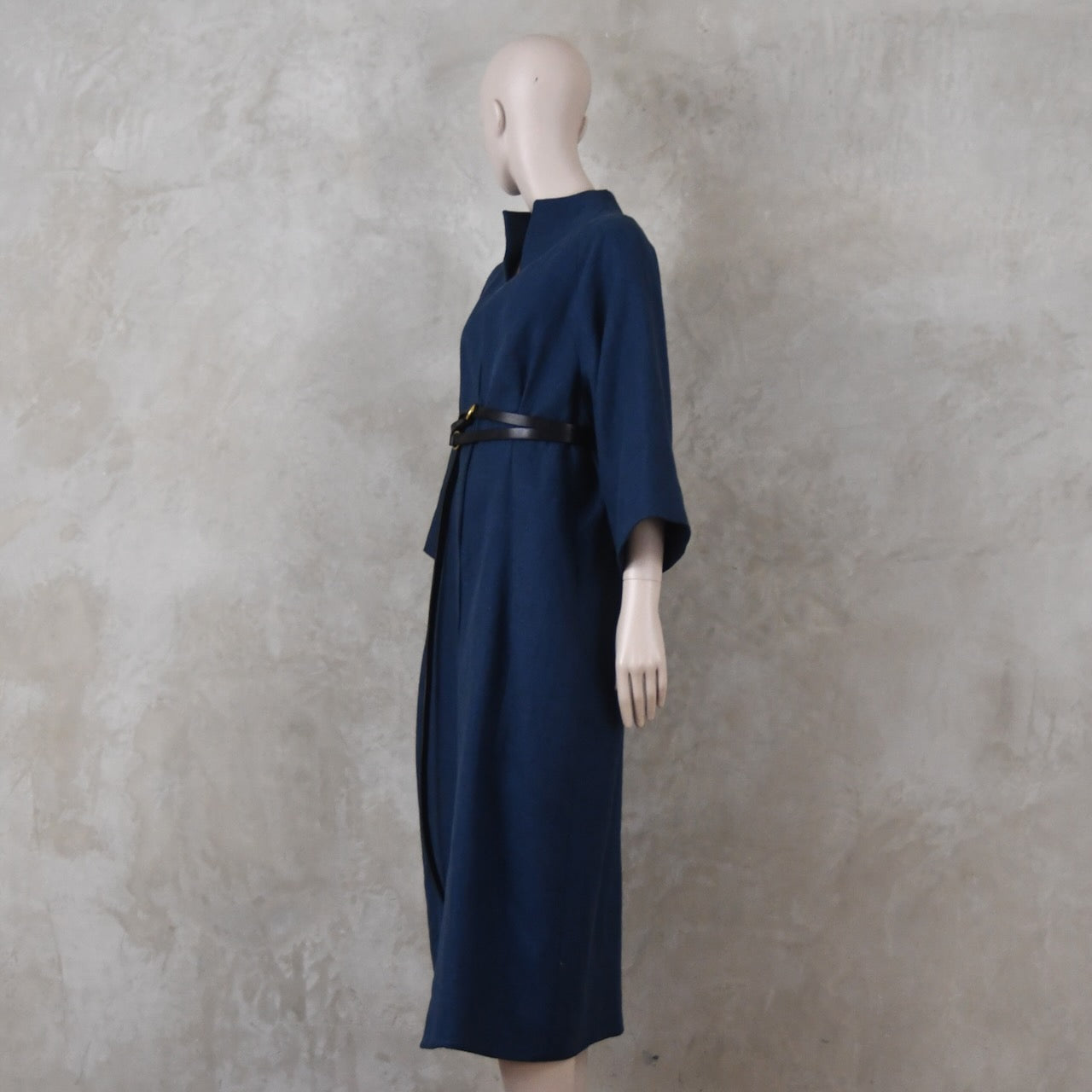 The Long Cocoon Coat in Navy Midweight Linen