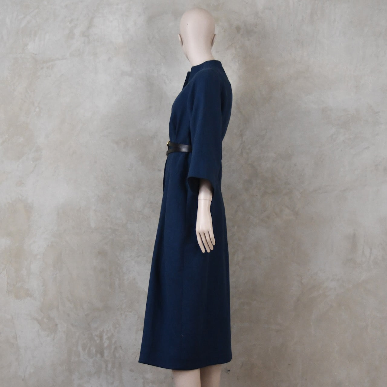 The Long Cocoon Coat in Navy Midweight Linen