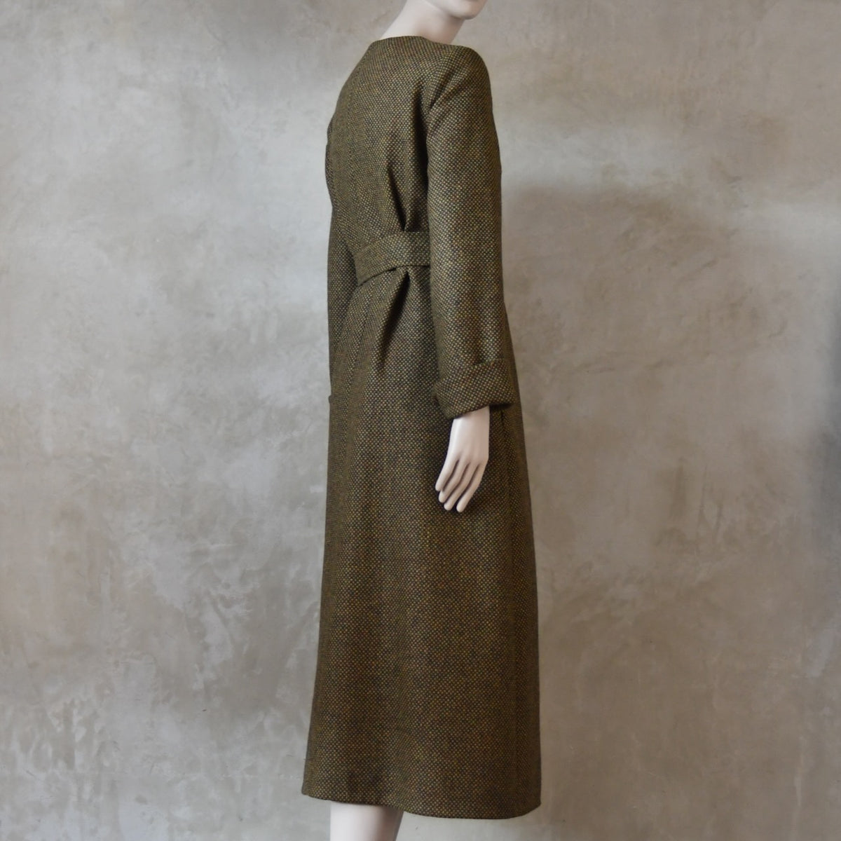 The Skirted Hourglass Coat in Orange-Green Tweed