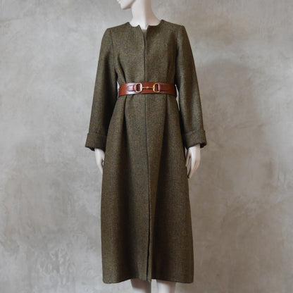 The Skirted Hourglass Coat in Orange-Green Tweed