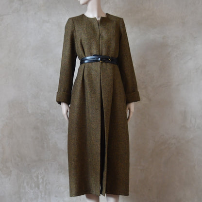 The Skirted Hourglass Coat in Orange-Green Tweed